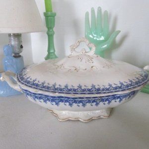 Blue Transfer Ware Tureen Empress Mercer China Lovely Blue Transfer Ware Tureen